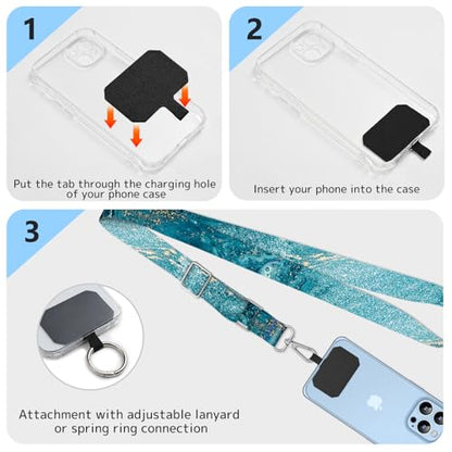 2 Pack Phone Lanyard Cell Phone Lanyard Crossbody Adjustable Phone Strap for Use Around the Neck Cell Phone Lanyard - color: Blue Ocean
