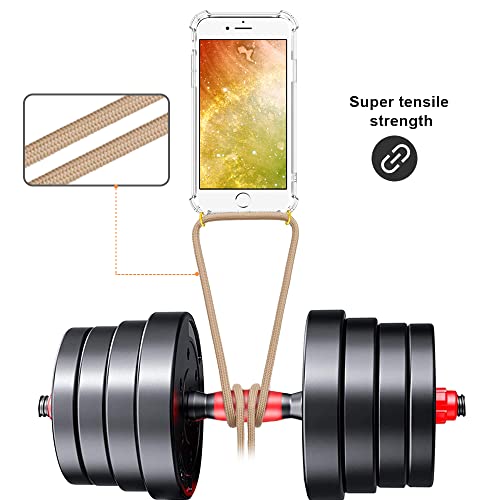 for iPhone 7 Plus Crossbody Case Clear Adjustable Shoulder Neck Lanyard Strap Cover for iPhone 7+/ 8+ Women Girls Soft Slim Protective Hanging Phone Mobile Case for iPhone 8 Plus - Beige - size: for iPhone 7plus/8plus