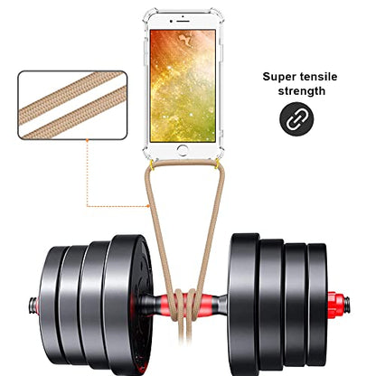 for iPhone 7 Plus Crossbody Case Clear Adjustable Shoulder Neck Lanyard Strap Cover for iPhone 7+/ 8+ Women Girls Soft Slim Protective Hanging Phone Mobile Case for iPhone 8 Plus - Beige - size: for iPhone 7plus/8plus