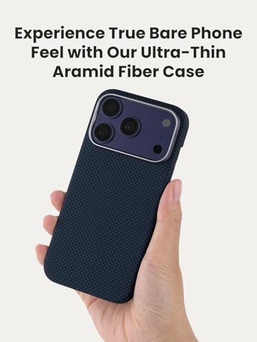 Aramid fiber Ultra-Thin Magnetic Caseless Feel Case for iPhone 17 Pro | Handwoven 600D aramid, Lightweight , compatible with MagSafe, Caseless Feel, case for iPhone 17 pro,Deep Blue - color: Deep Blue
