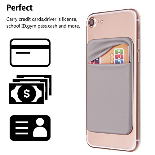 OBVIS Cell Phone Pocket Self Adhesive Card Holder Stick On Wallet Sleeve with Adhesive RFID Card ID Credit Card ATM Card Holder for iPhone Android 2 PACK GRAY - color: Gray