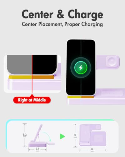 GETPALS Wireless Charger iPhone Charging Station for Apple Multiple Devices - color: Light Violet
