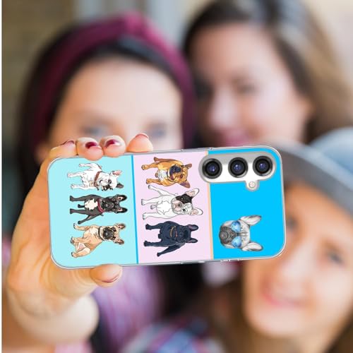 for Samsung Galaxy S24 FE Case for Girl Women Men, Full Protective Shockproof Slim Soft TPU Clear Phone Cover Cases for Galaxy S24 FE,Cool Cartoon Animal Pet Dog Puppy French Bulldog Pink - color: French Bulldog