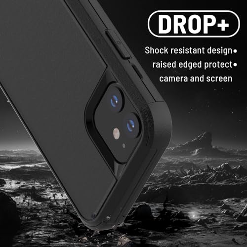 X-belmox Heavy Duty Case for iPhone 12/12 Pro with Screen Protector (Black) | 3-Layers Military Grade Drop Protection Phone Case, Shockproof Rugged Case Cover for iPhone 12/12 Pro 6.1 Inch - color: Black