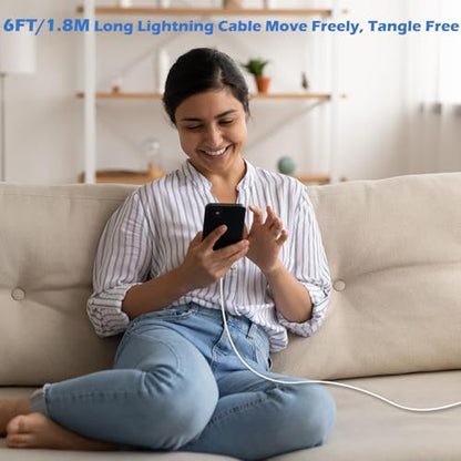 Fast Charging for iPhone 14 13 12 11,2PK MFi Certified, USB C Charger Block - color: White-6FT