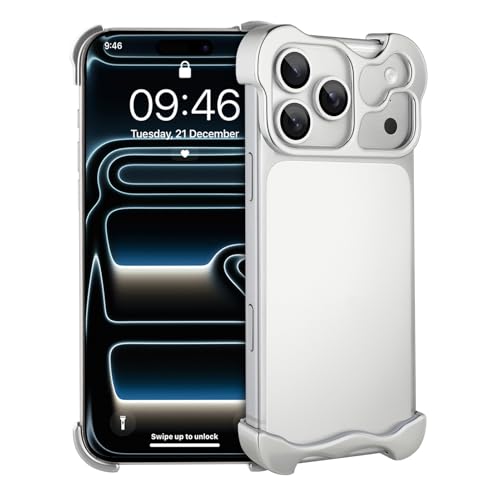 Frameless Phone Case Crafted for iPhone 17 Pro Silver | Compatible with Lens Camera Protection, Metal Minimalist Design, Extremely Highlighting Personality - color: Aluminum silver, size: iPhone 17 Pro