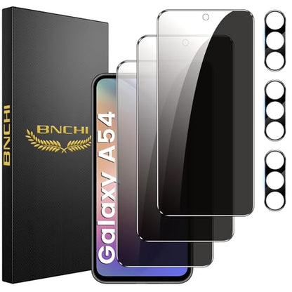 3+3 Pack for Samsung Galaxy A54 5G Privacy Screen Protector with Camera Lens Protector, Anti-Spy Tempered Glass Film, 9H Hardness, Anti-Scratch, Touch Sensitive - size: Galaxy A54