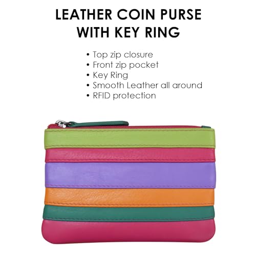 ili New York Leather Mini Compact Coin Purse - Palm Beach - color: Palm Beach