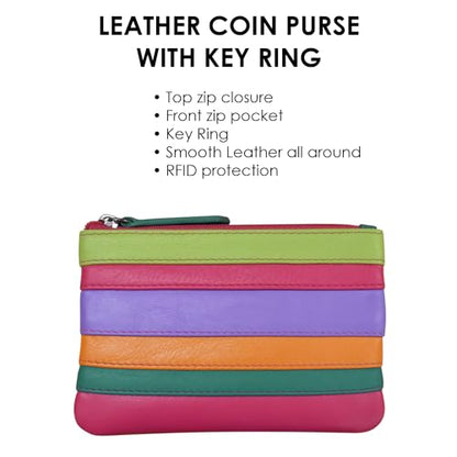 ili New York Leather Mini Compact Coin Purse - Palm Beach - color: Palm Beach