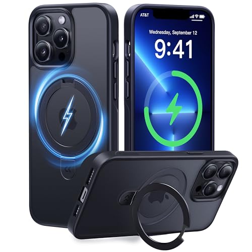 CASEKOO Designed for iPhone 13 Pro Case with Magnetic Invisible Stand [Military Drop Protection] [Compatible with MagSafe] Shockproof Translucent Matte Slim Phone Cover 6.1", Black - color: Black, size: for 13 Pro Case 6.1"