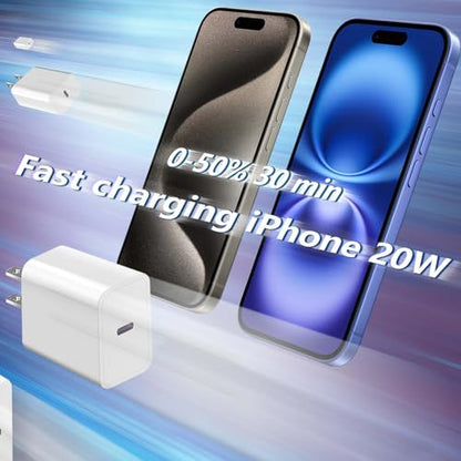 Fast USB C Charger Block for Apple Watch 11 10 iWatch iPhone iPad AirPods - color: White, size: 1-C 20W x2