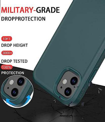 Diverbox for iPhone 11 Case [Shockproof] [Dropproof] [Tempered Glass Screen Protector],Heavy Duty Protection Phone Case Cover for Apple iPhone 11 (Dark Green-2in1) - color: Dark Green-2in1