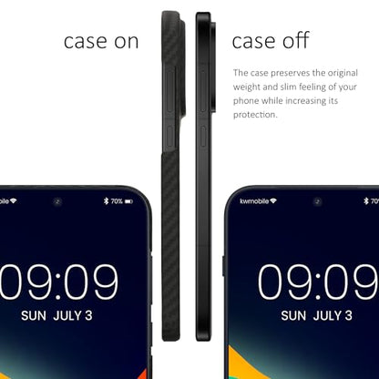 kalibri Aramid Fiber Case Compatible with OnePlus 15 - Case Super Slim Strong Protective Phone Cover - Black Matte - size: 15