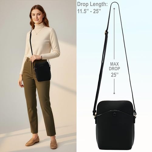 Small Crossbody Bag with Gold Hardware, Mini Shoulder Purse with Adjustable Strap - color: Black