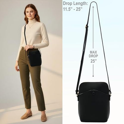 Small Crossbody Bag with Gold Hardware, Mini Shoulder Purse with Adjustable Strap - color: Black