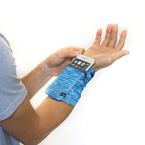 Sprigs Wrist Wallet Running Wristband Pocket for Keys Cards Cash ID Phone - color: Blue Melange
