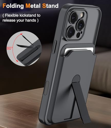 Magnetic for iPhone 16 Pro Case with Screen Protector+Removable Wallet | Compatible with MagSafe,Slim Translucent Matte Phone Cover with Magnet Credit Card Holder,Black - color: z Black