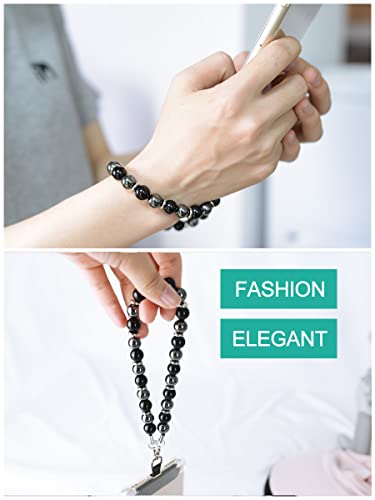 VICHUNHO Marble Beaded Phone Wrist Strap - color: Obsidian Black