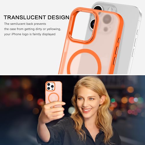 BENTOBEN Magnetic for iPhone 16 Pro Max Case,(Compatible with MagSafe) (Military Grade Drop Protection) Slim Translucent Matte Shockproof with Anti-Fingerprint Phone Case 6.9",Orange - color: Orange