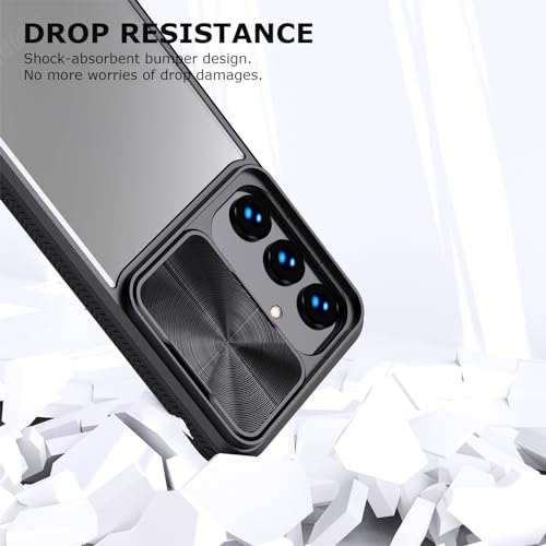 Designed for Samsung Galaxy S25 Ultra Case with Slide Camera Cover, Clear Slim Fit Shockproof Protective Camera Cover Protection Phone Case for S25 Ultra 5G 6.8 inch 2025(Clear Black) - color: Clear Black