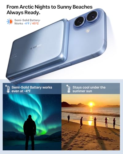 TORRAS MiniMag Pro iPhone 18 Pro Max Portable Charger Power Bank, 10000mAh - color: Blue