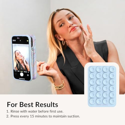 Velvet Caviar Suction Cup Phone Case Mount Compatible with MagSafe Devices Only - Magnetic Silicone Sticky Phone Grip Holder for iPhone Back of Phone - Mirror Gripper (Blue) - color: Blue