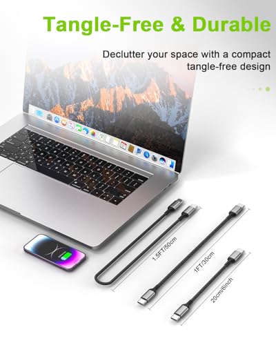 Short USB C to USB C Cable 1.5FT, 2 Pack Fast Charging Cable - size: 1.5FT