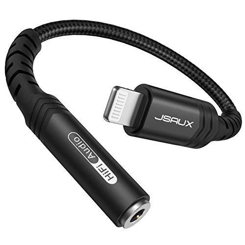 JSAUX Headphone Adapter for iPhone Lightning to 3.5mm Adapter-Black - color: Black, size: 1 Pack