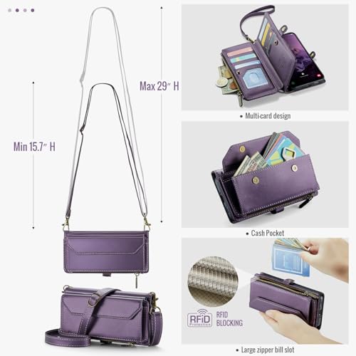 Asuwish Phone Case for Samsung Galaxy A17 5G Zipper Wallet Cover with Tempered Glass Screen Protector and Leather Flip RFID Blocking Credit Cash Card Holder Stand Cell A 17 17A 4G Women Girls Purple - color: Purple