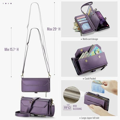 Asuwish Phone Case for Samsung Galaxy A17 5G Zipper Wallet Cover with Tempered Glass Screen Protector and Leather Flip RFID Blocking Credit Cash Card Holder Stand Cell A 17 17A 4G Women Girls Purple - color: Purple