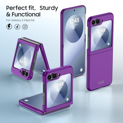 GooseBox for Samsung Galaxy Z Flip 6 Case with Screen Protection,Z Flip 6 Slim HD Clearly Case Ultra-Thin Anti-Scratch Shockproof Phone Case(Purple) - color: Flip6-Purple