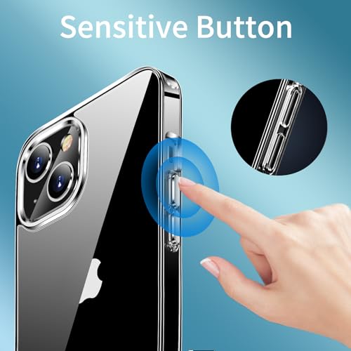 JJGoo Compatiable with iPhone 15 Plus Case Clear, Transparent Shockproof Phone Case, Slim Anti-Scratch Hard PC Back Protective Cover Bumper, Clear - color: Clear