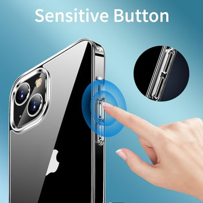 JJGoo Compatiable with iPhone 15 Plus Case Clear, Transparent Shockproof Phone Case, Slim Anti-Scratch Hard PC Back Protective Cover Bumper, Clear - color: Clear