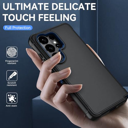 for Samsung Galaxy S26 Ultra Case with HD Screen Protector, 3-Layer Shockproof Military Grade Full Body Protection, Heavy Duty Hybrid Protective Phone Cover (Black/Navy) - color: Black/Navy