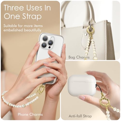 SURPHY Phone Charm, Handmade Beaded Phone Wrist Strap with Tether Tab - color: A- Pearl Loop