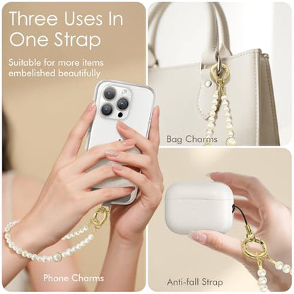 SURPHY Phone Charm, Handmade Beaded Phone Wrist Strap with Tether Tab - color: A- Pearl Loop
