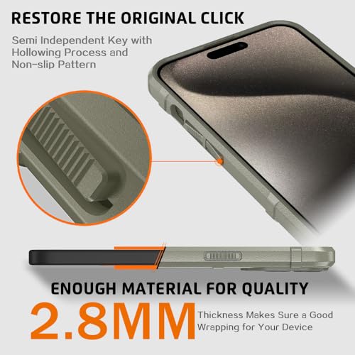 Rugged Shield 8ft Drop Proof TPU Thick Armor Tactical Protective Case Compatible with iPhone 15 Pro Max (6.7 inches) - Light Clay - color: Light Clay, size: iPhone 15 Pro Max