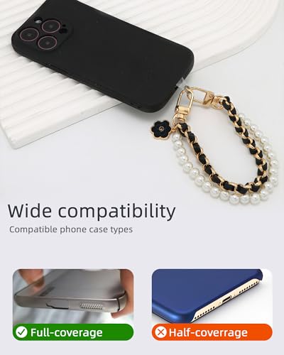 Beaded Pearls Phone Wrist Strap, Detachable CellPhone Wristlet with Tether Tab, Hands-Free Universal Cellphone Charm Bracelet Strap for Cell Phone Keys AirPods - style: Style A