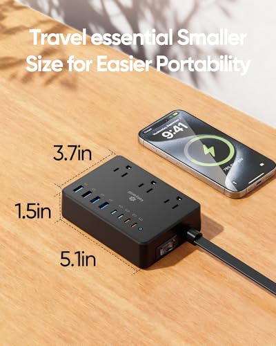 Kakyanill 100W Charging Station, Power Strip with 6 AC Outlets 8 USB Ports - color: Black