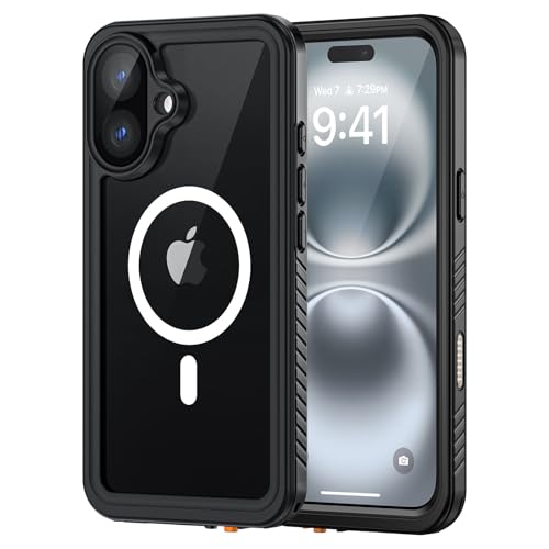 Lanhiem Magnetic for iPhone 16 Plus Case, IP68 Waterproof Dustproof, [Compatible with MagSafe] Built in Screen Protector, Full Body Heavy Duty Protective Phone Case for iPhone 16 Plus - 6.7” (Black) - color: Magnetic, size: for iPhone 16 Plus