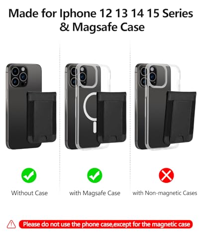 for MagSafe Wallet with Adjustable Stand, 9 Card Holder, Open ID Window - color: Black Elastic Band