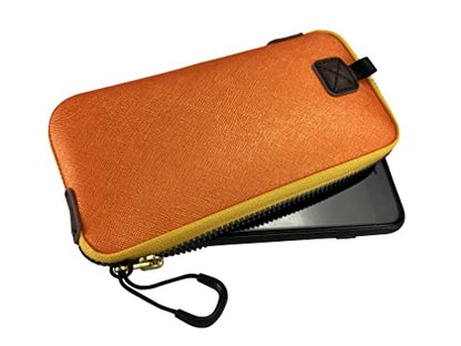 OneJoy Neoprene Phone Pouch, Lightweight Protective Cellphone Sleeve with Large Zipper Opening, Inner Pocket, Thermal Insulated, Durable Cell Phone Carrier for iPhone & Smartphones [ Orange ] - color: Orange
