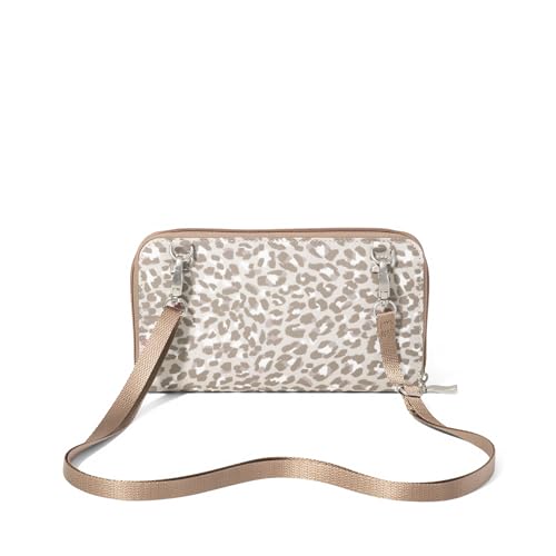 Baggallini Rfid Phone Wallet Crossbody - color: Mocha Cheetah Print