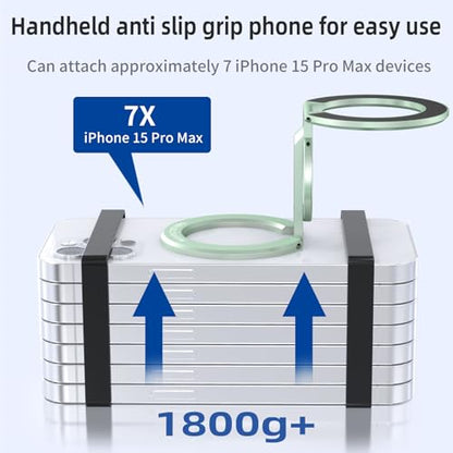 RESPECTED BRO-Magnetic-Phone-Ring-Holder with Dual Rings, Compatible with iPhone 17/16/15/14/13/12, Multifunctional Stand for Office, Gym, Kitchen & All Metal Surfaces, Finger Loop Grip (Light Green) - color: Light Green