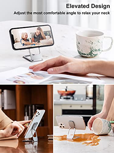Phone Ring Holder Finger Kickstand 360°Rotation Cellphone Back Grip Foldable Cell Phone Stand for Desk Compatible with iPhone iPad Smartphones Tablets (Aluminum Alloy Silver) - color: Aluminum Alloy Silver