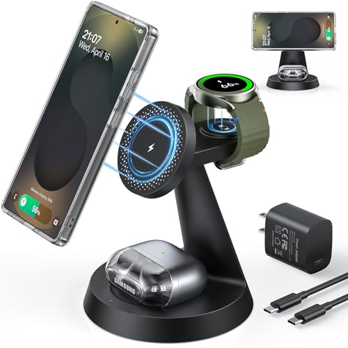 Meifigno Magnetic Wireless Charger for Samsung S26 Ultra/Galaxy Watch8/Buds - color: BLACK