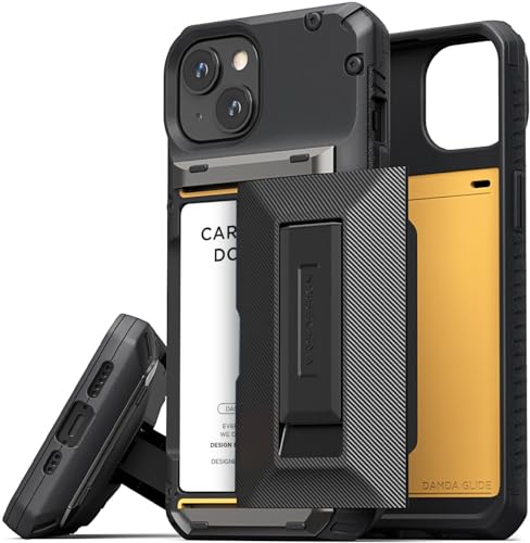 VRS DESIGN Damda Glide Hybrid Phone Case Designed for iPhone 15 (2023), Functional Sturdy Wallet Card Holder Kickstand Case Compatible with iPhone 15 (Matte Black) - color: Matte Black, size: iPhone 15