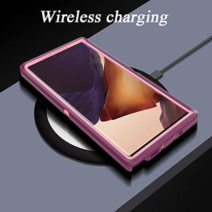 YmhxcY Note 20 Ultra Case with Self Healing Flexible TPU Film[2 Pack] and Camera Lens Screen Protective Film[2 Pack], Heavy Protection Cover for Galaxy Note 20 Ultra-Wine Red and Rose Pink - color: SF-Wine Red/Rose Pink