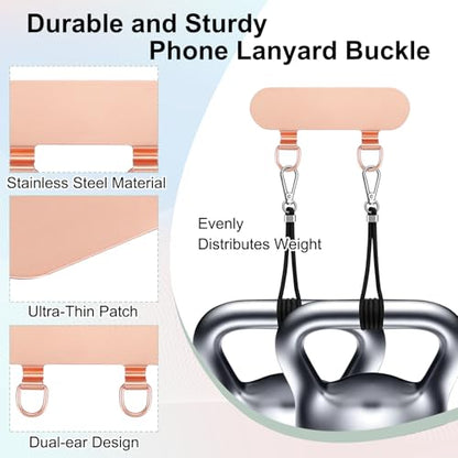 uxcell Double Ear Stainless Steel Clip Phone Lanyard Tab Ultra-Thin Phone - color: Rose Gold