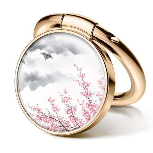 Cell Phone Ring Holder, Cute Metal Phone Grip Stand Finger Ring Kickstand, Flexible 360°Rotation Phone Tablet Case Accessories Compatible with Most Phones Misty Mountain Flowers - color: Misty Mountain Flowers